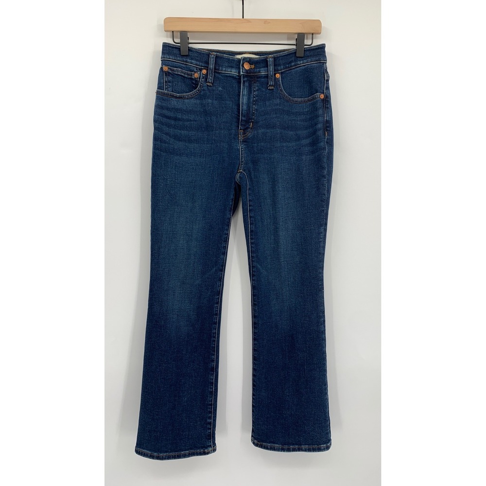 Madewell Flare Jeans Womens 27 Blue Mid-Rise Kick Out Dark Wash Denim Pants
